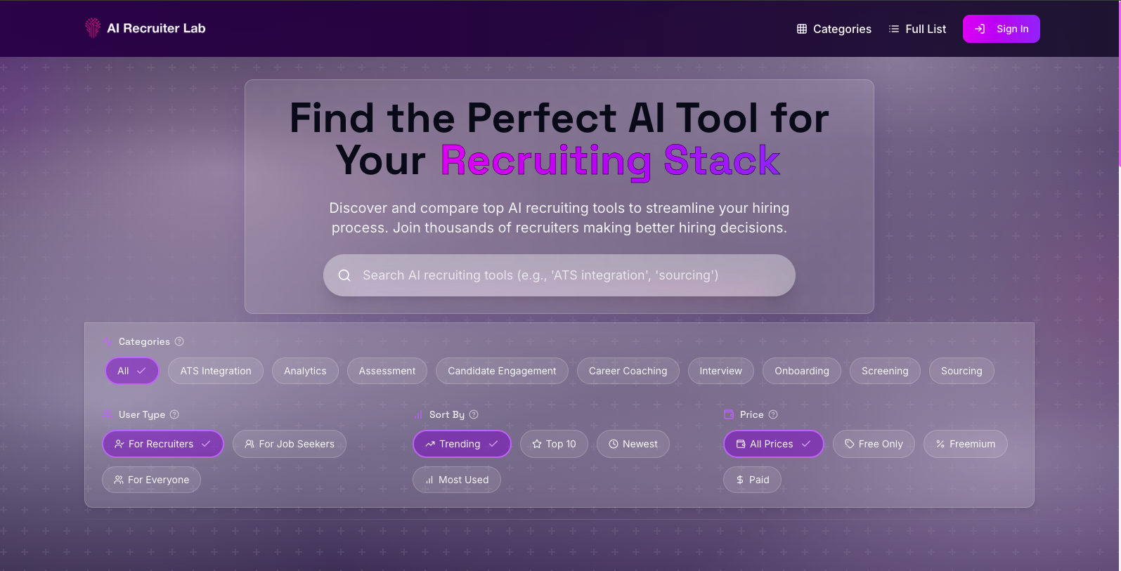 AI Recruiter Lab - Find the Perfect AI Tool for Your Recruiting Stack